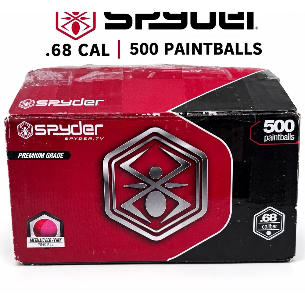 Spyder Premium Grade .68 Cal Paintballs 500 Ct Metallic Red Pink Sealed Bag